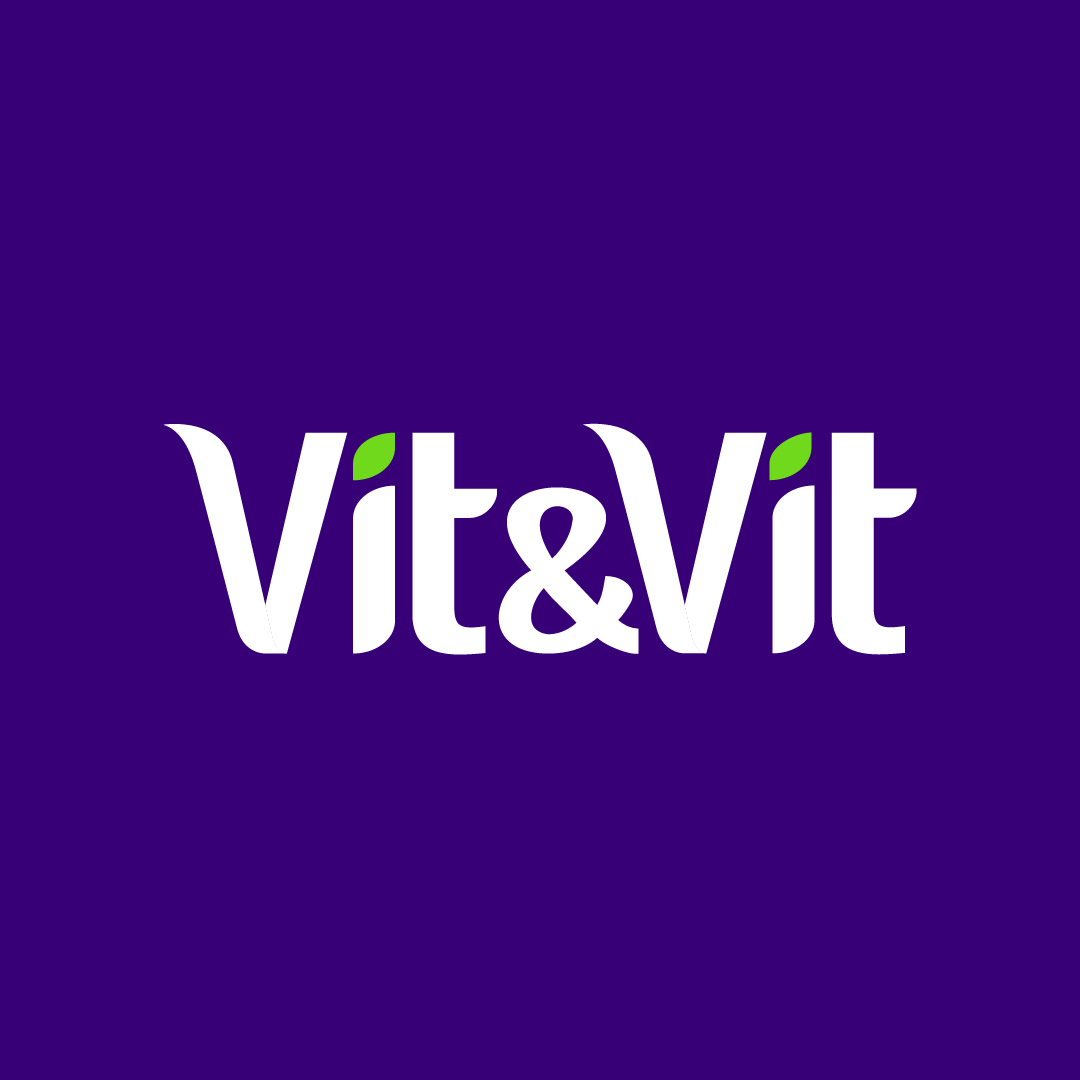 Logo Vit&Vit blanco sobre fondo morado
